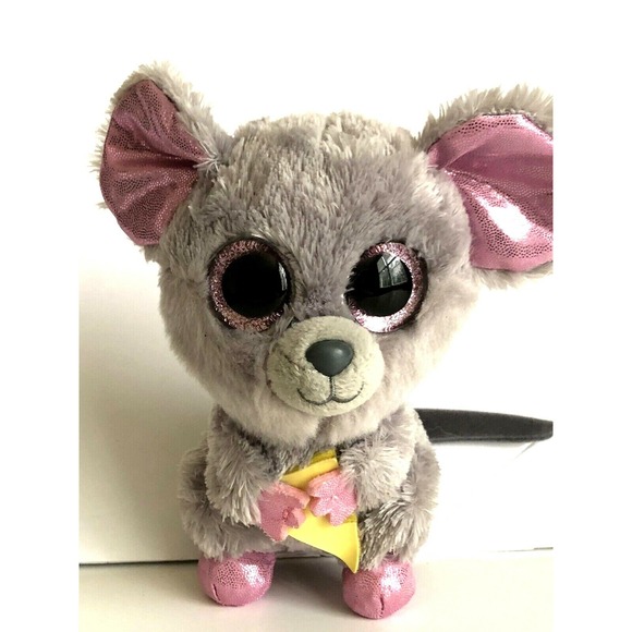 Ty Other - TY Beanie Boos Squeaker The Mouse Gray & Pink Plush 6" Stuffed Animal Toy